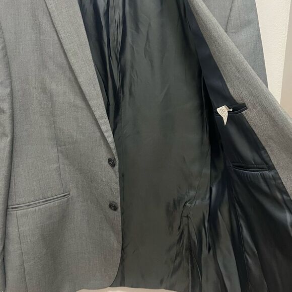 Calvin Klein Men’s Gray 2-Button Blazer Sz 43 Regular Fit Lined Tailored Jacket - Picture 6 of 11